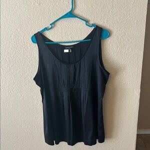 Eileen Fisher Black Silk Blend Pleated Tank Top Size L Minimalist